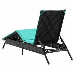 Chaise longue avec coussin en rotin synthétique noir 641043641043