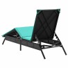 Chaise longue avec coussin en rotin synthétique noir 641043641043