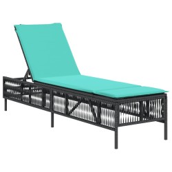 Chaise longue avec coussin en rotin synthétique noir 641047641047