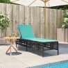 Chaise longue avec coussin en rotin synthétique noir 641047641047