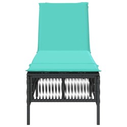 Chaise longue avec coussin en rotin synthétique noir 641047641047