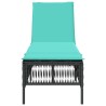 Chaise longue avec coussin en rotin synthétique noir 641047641047