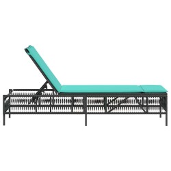 Chaise longue avec coussin en rotin synthétique noir 641047641047