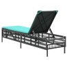 Chaise longue avec coussin en rotin synthétique noir 641047641047