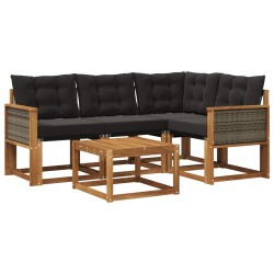 Ensemble de canapés d'extérieur 5 pcs Naturel et noir 641051641051