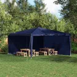 Mur de tente de fête 2 pcs Bleu 400 x 195 cm PE et acier 641059641059
