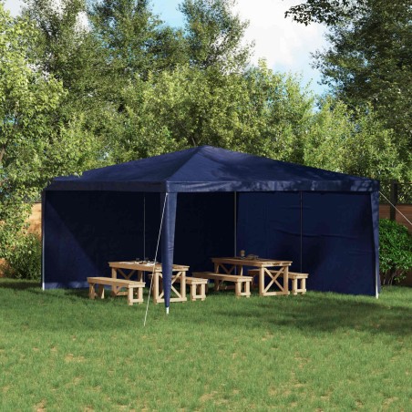 Mur de tente de fête 2 pcs Bleu 400 x 195 cm PE et acier 641059641059