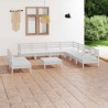 Salon de jardin 10 pcs Bois de pin massif Blanc 641066641066