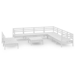 Salon de jardin 10 pcs Bois de pin massif Blanc 641066641066