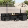 Salon de jardin 4 pcs avec coussins forme L noir résine tressée 641075641075