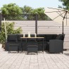 Salon de jardin 4 pcs avec coussins forme L noir résine tressée 641075641075