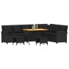 Salon de jardin 4 pcs avec coussins forme L noir résine tressée 641075641075