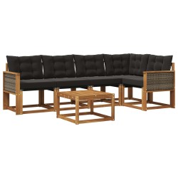 Ensemble de canapés d'extérieur 6 pcs Naturel et noir 641078641078