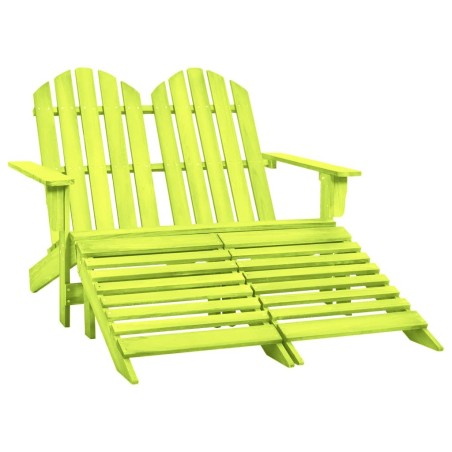 Chaise de jardin Adirondack 2 places et pouf sapin massif vert 641081641081