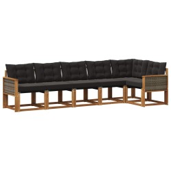 Ensemble de canapés d'extérieur 6 pcs Naturel et noir 641085641085