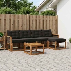 Ensemble de canapés d'extérieur 6 pcs Naturel et noir 641086641086