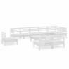 Salon de jardin 10 pcs Bois de pin massif Blanc 641088641088