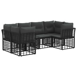 Ensemble de canapés d'extérieur 6 pcs Noir Polyester 641089641089