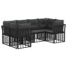 Ensemble de canapés d'extérieur 6 pcs Noir Polyester 641089641089