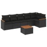 Salon de jardin 7 pcs avec coussins noir résine tressée 641091641091