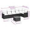 Salon de jardin 7 pcs avec coussins noir résine tressée 641091641091