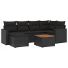 Salon de jardin 7 pcs avec coussins noir résine tressée 641092641092
