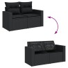 Salon de jardin 7 pcs avec coussins noir résine tressée 641092641092