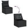Salon de jardin 7 pcs avec coussins noir résine tressée 641092641092
