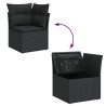Salon de jardin 7 pcs avec coussins noir résine tressée 641092641092