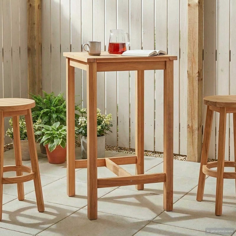 Table de bar Naturel 60 x 60 x 105 cm Teck Massif 641095641095
