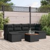 Salon de jardin 7 pcs avec coussins noir résine tressée 641100641100