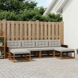 Ensemble de canapés d'extérieur 6 pcs Naturel et gris clair 641101641101