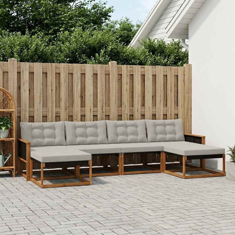 Ensemble de canapés d'extérieur 6 pcs Naturel et gris clair 641101641101