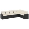Salon de jardin 7 pcs avec coussins noir résine tressée 641104641104