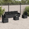 Salon de jardin 7 pcs avec coussins noir résine tressée 641107641107