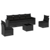 Salon de jardin 7 pcs avec coussins noir résine tressée 641107641107