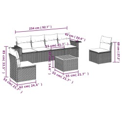 Salon de jardin 7 pcs avec coussins noir résine tressée 641109641109