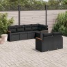 Salon de jardin 7 pcs avec coussins noir résine tressée 641111641111