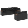Salon de jardin 7 pcs avec coussins noir résine tressée 641111641111