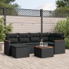 Salon de jardin 7 pcs avec coussins noir résine tressée 641115641115