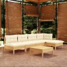 Salon de jardin 6 pcs avec coussins crème bois de pin 641119641119