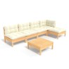 Salon de jardin 6 pcs avec coussins crème bois de pin 641119641119