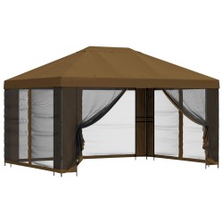 Abri de jardin avec parois 4 × 3 m Taupe Polyester et Acier 641120641120