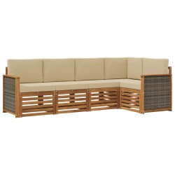 Ensemble de canapé d'angle avec coussin 4 pcs Naturel 641121641121