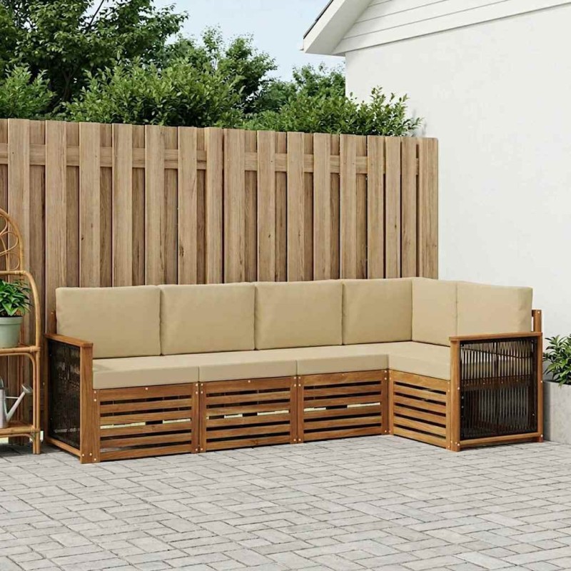 Ensemble de canapé d'angle avec coussin 4 pcs Naturel 641123641123