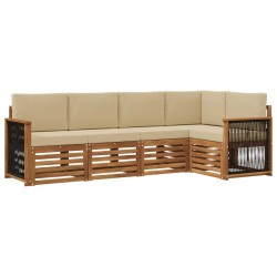 Ensemble de canapé d'angle avec coussin 4 pcs Naturel 641123641123