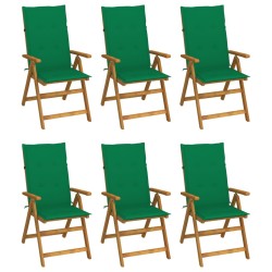Chaises pliables de jardin lot de 6 avec coussins Bois d'acacia 641124641124