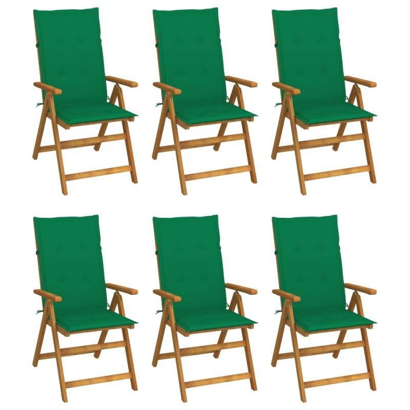 Chaises pliables de jardin lot de 6 avec coussins Bois d'acacia 641124641124
