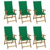 Chaises pliables de jardin lot de 6 avec coussins Bois d'acacia 641124641124