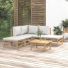 Salon de jardin 6 pcs avec coussins gris clair bambou 641129641129